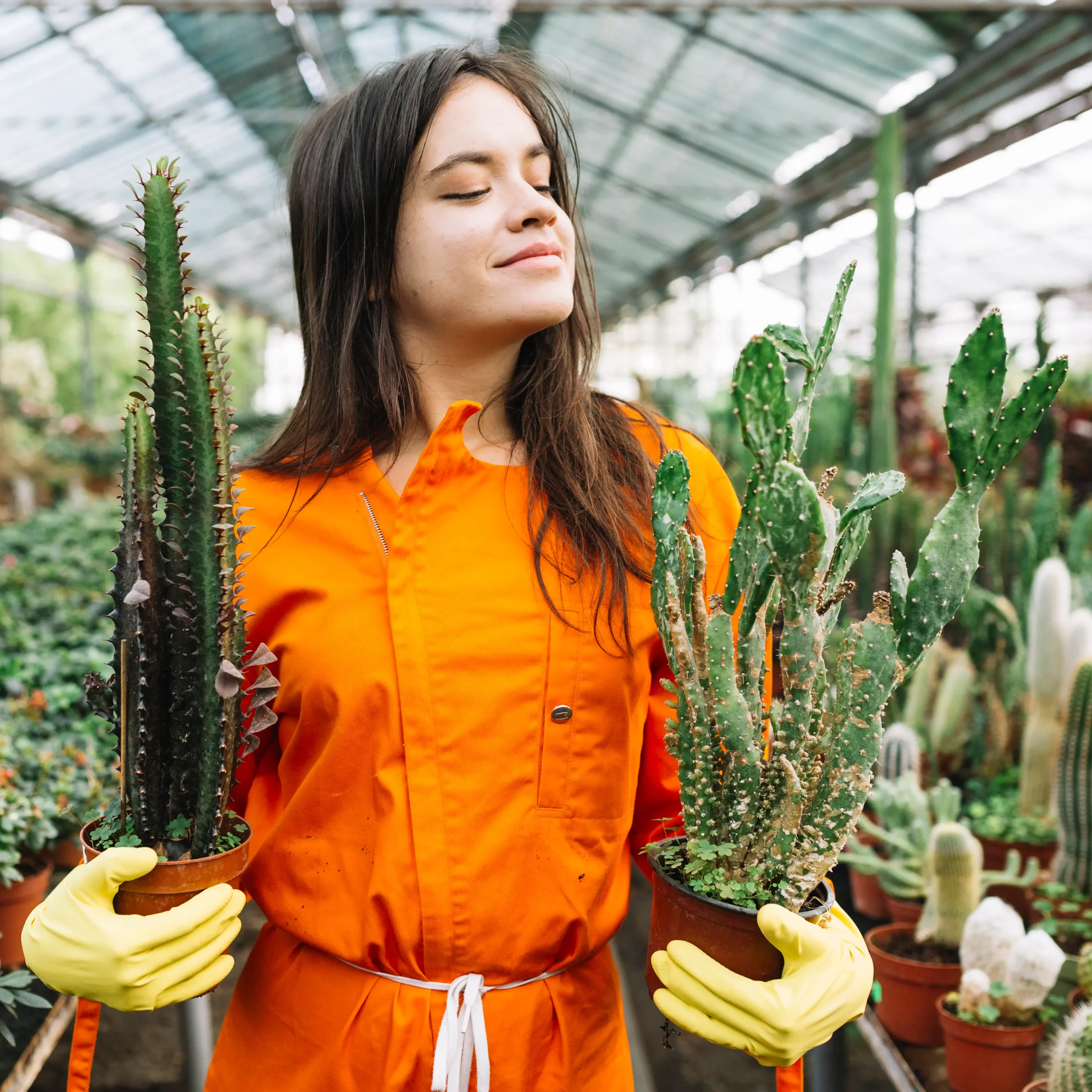 close-up-young-female-gardener-holding-cactus-potted-plants close-up-young-female-gardener-holding-cactus-potted-plants